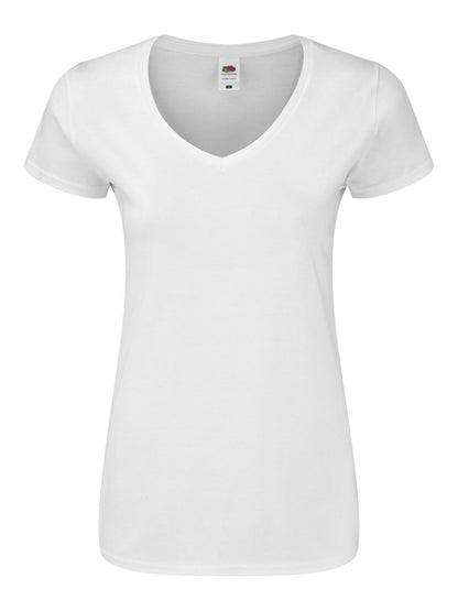 Ladies 150 V-Neck T Fruit of the Loom White