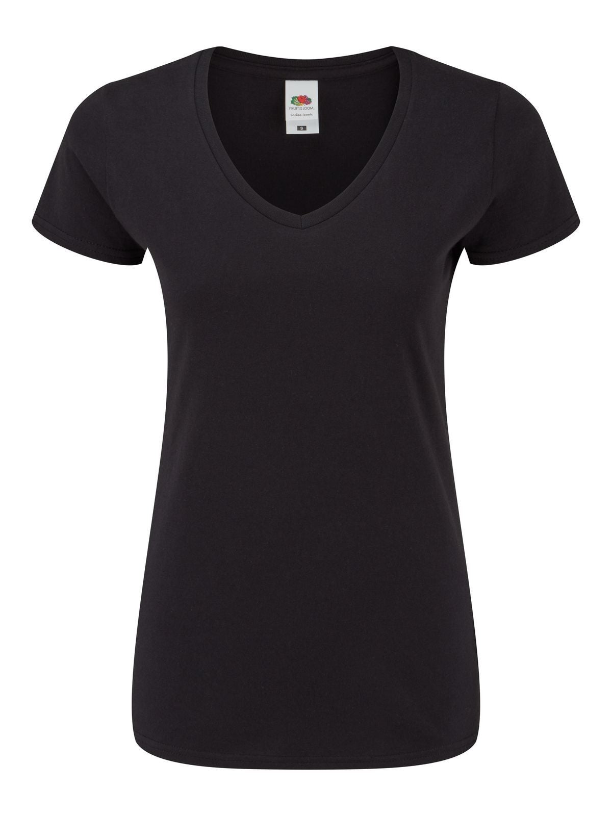 Ladies 150 V-Neck T Fruit of the Loom Black