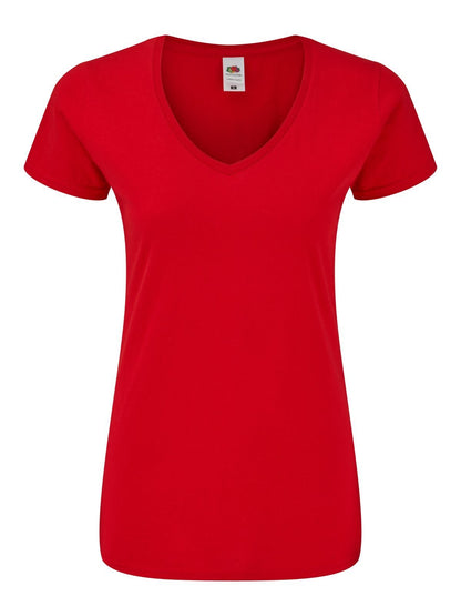 Ladies 150 V-Neck T Fruit of the Loom Red