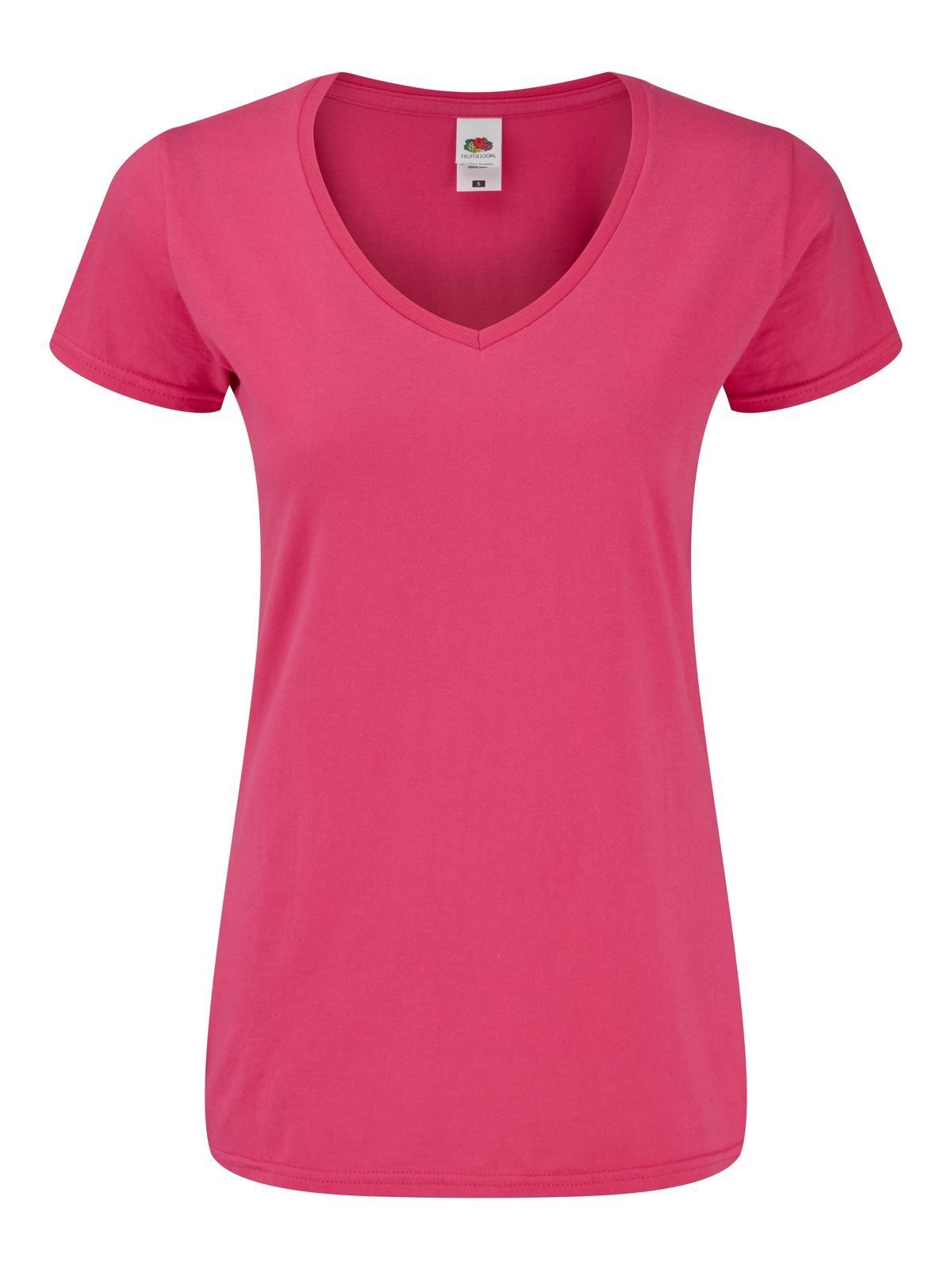 Ladies 150 V-Neck T Fruit of the Loom Fuchsia