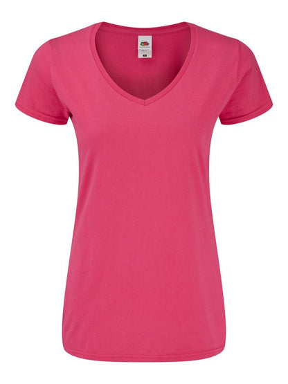Ladies 150 V-Neck T Fruit of the Loom Fuchsia