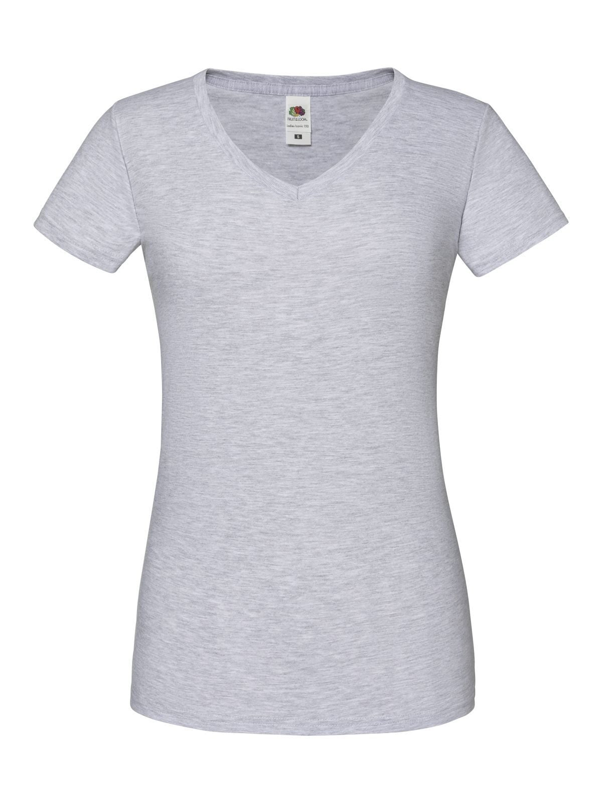 Ladies 150 V-Neck T Fruit of the Loom Heather Grey