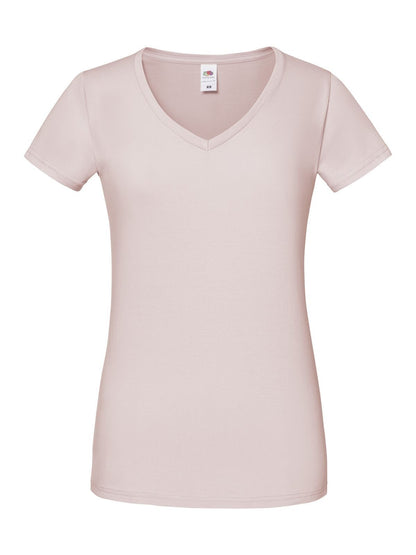 Ladies 150 V-Neck T Fruit of the Loom Powder Rose