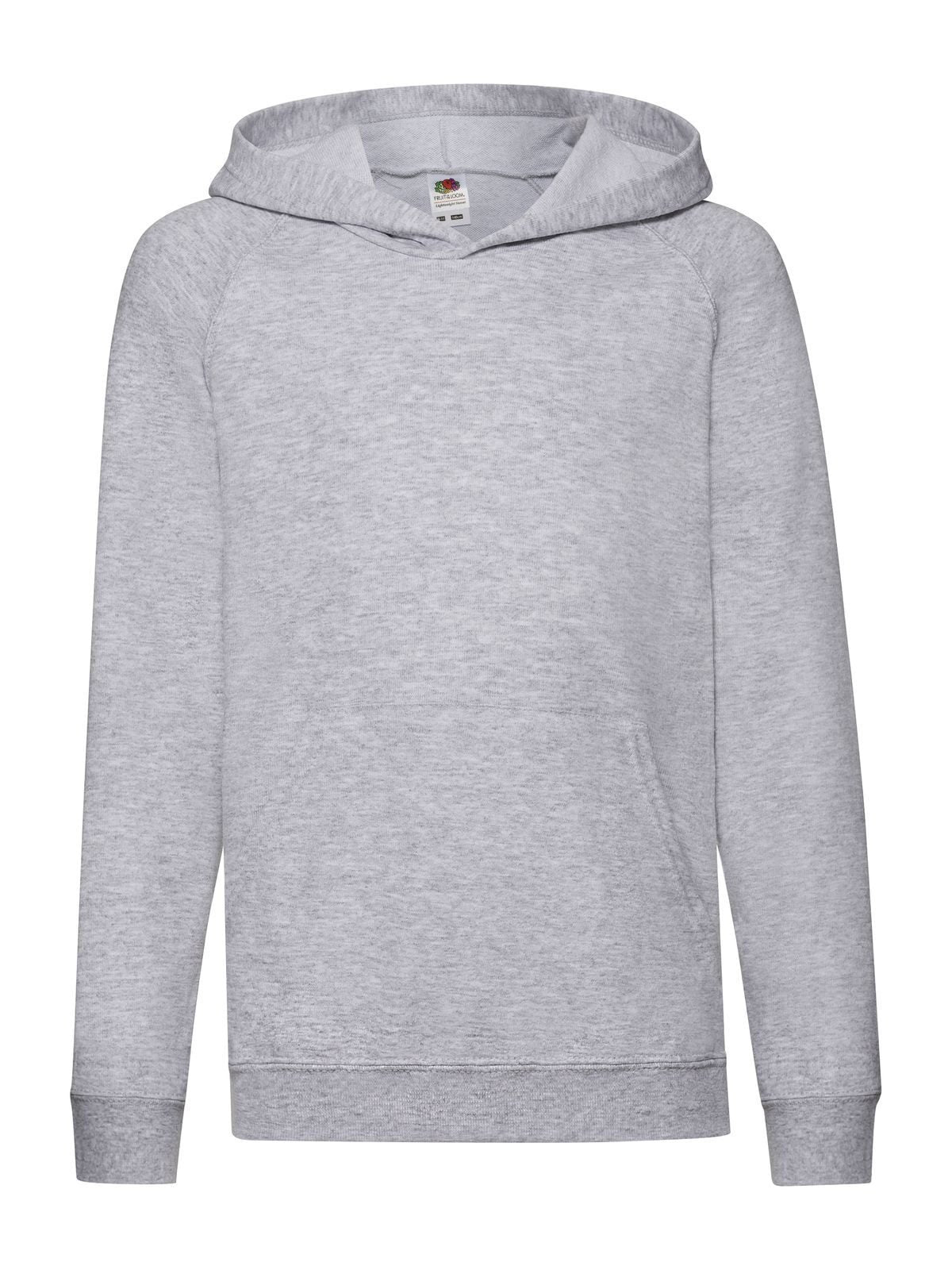 Kids Lightweight Hooded Sweat Fruit of the Loom Heather Grey
