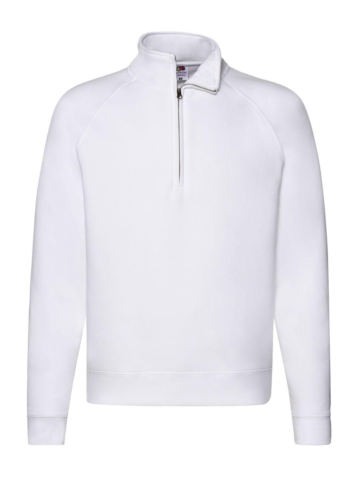 Premium Zip Neck Sweat Fruit of the Loom White