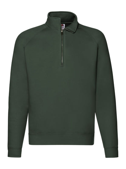 Premium Zip Neck Sweat Fruit of the Loom Bottle Green