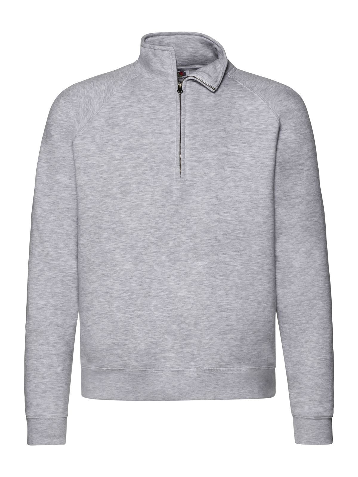 Premium Zip Neck Sweat Fruit of the Loom Heather Grey