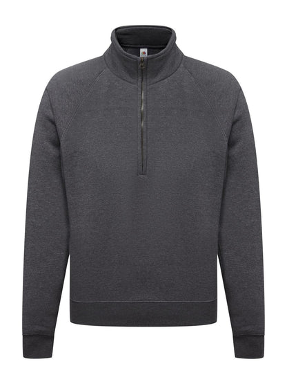 Premium Zip Neck Sweat Fruit of the Loom Dark Heather Grey