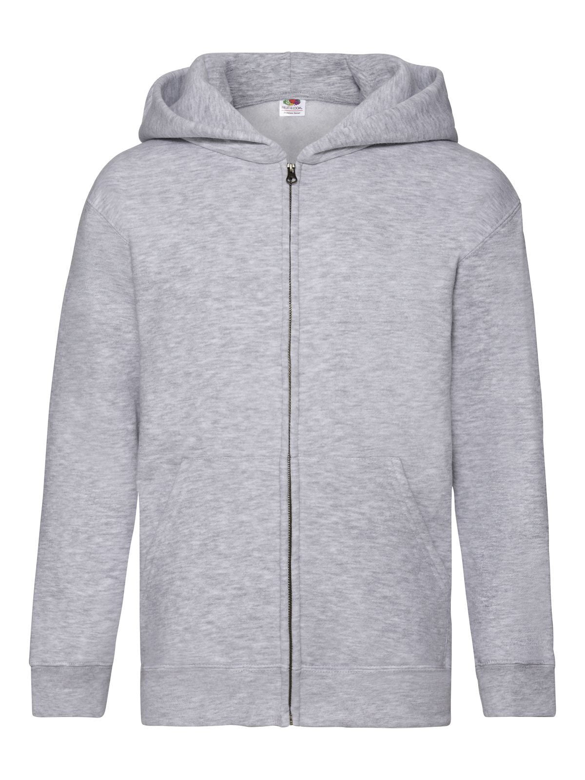 Kids Premium Hooded Sweat Jacket Fruit of the Loom Heather Grey
