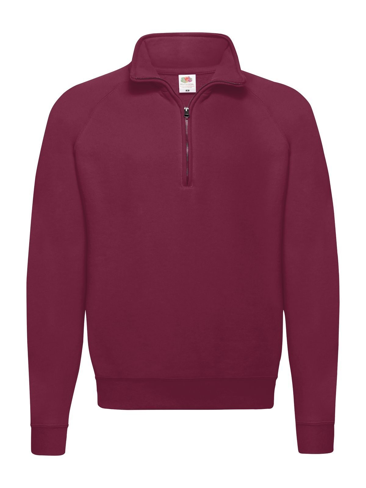 Classic Zip Neck Sweat Fruit of the Loom Burgundy