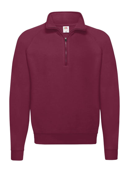 Classic Zip Neck Sweat Fruit of the Loom Burgundy