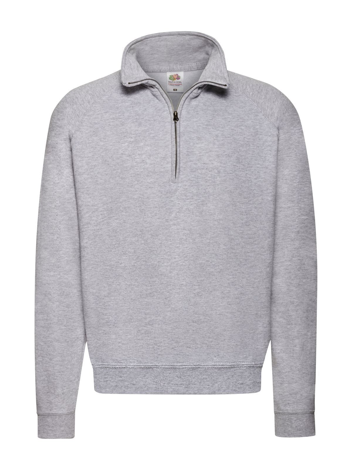 Classic Zip Neck Sweat Fruit of the Loom Heather Grey