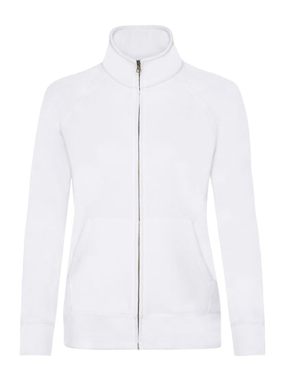 Ladies Premium Sweat Jacket Fruit of the Loom White