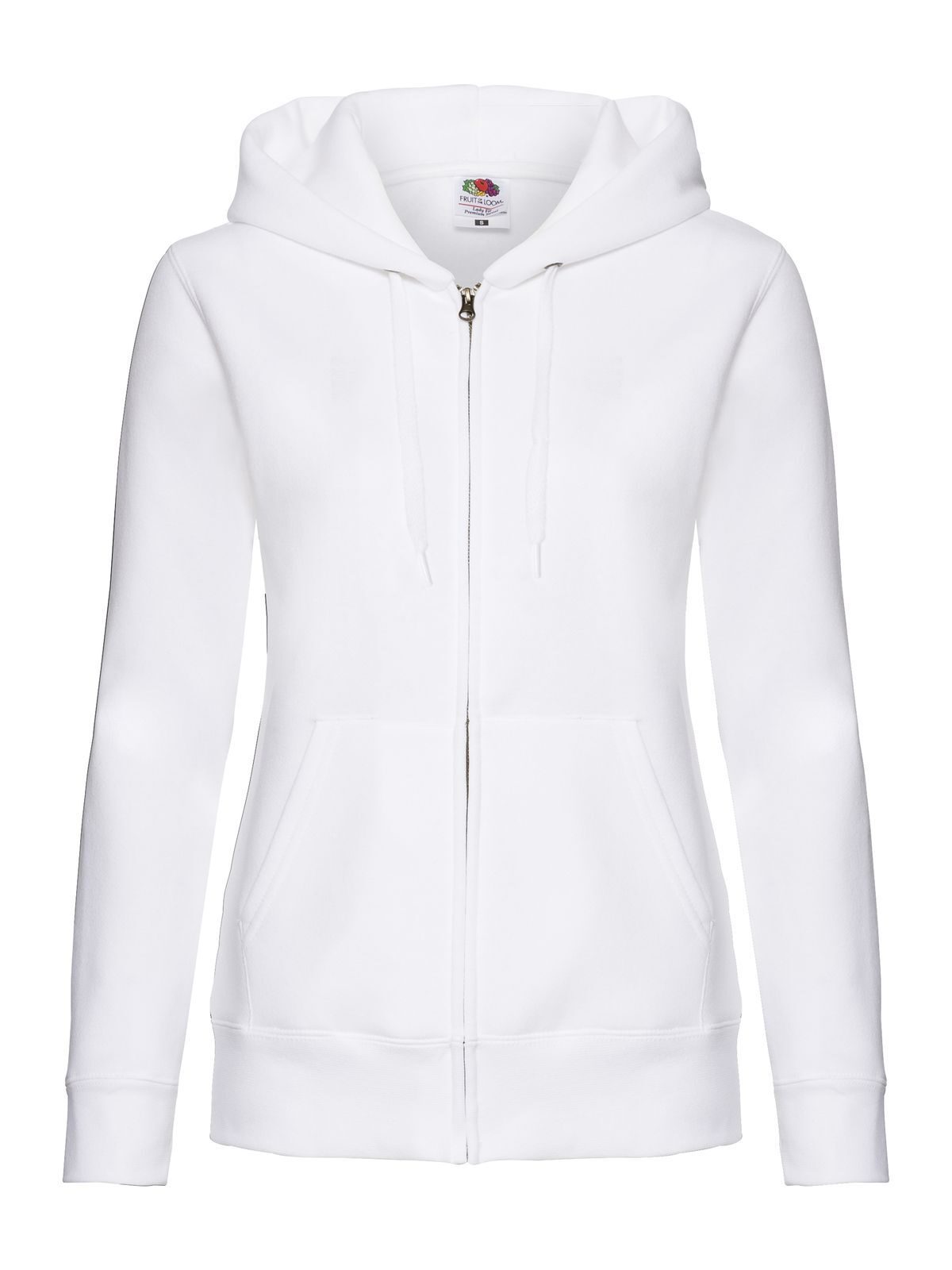 Ladies Premium Hooded Sweat Jacket Fruit of the Loom White
