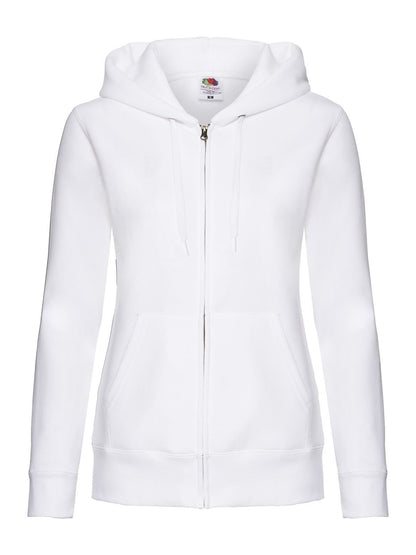 Ladies Premium Hooded Sweat Jacket Fruit of the Loom White