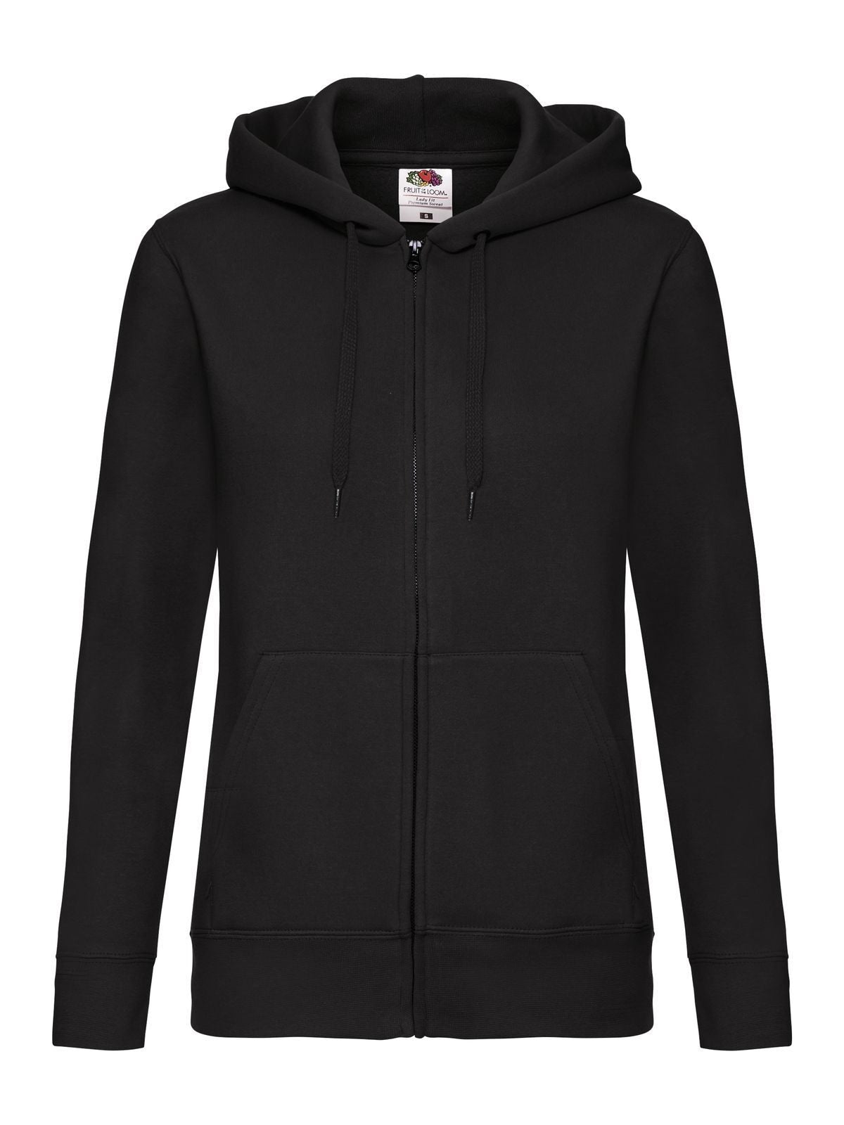 Ladies Premium Hooded Sweat Jacket Fruit of the Loom Black