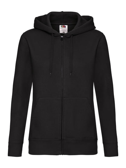 Ladies Premium Hooded Sweat Jacket Fruit of the Loom Black