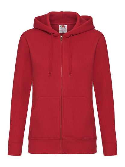 Ladies Premium Hooded Sweat Jacket Fruit of the Loom Red
