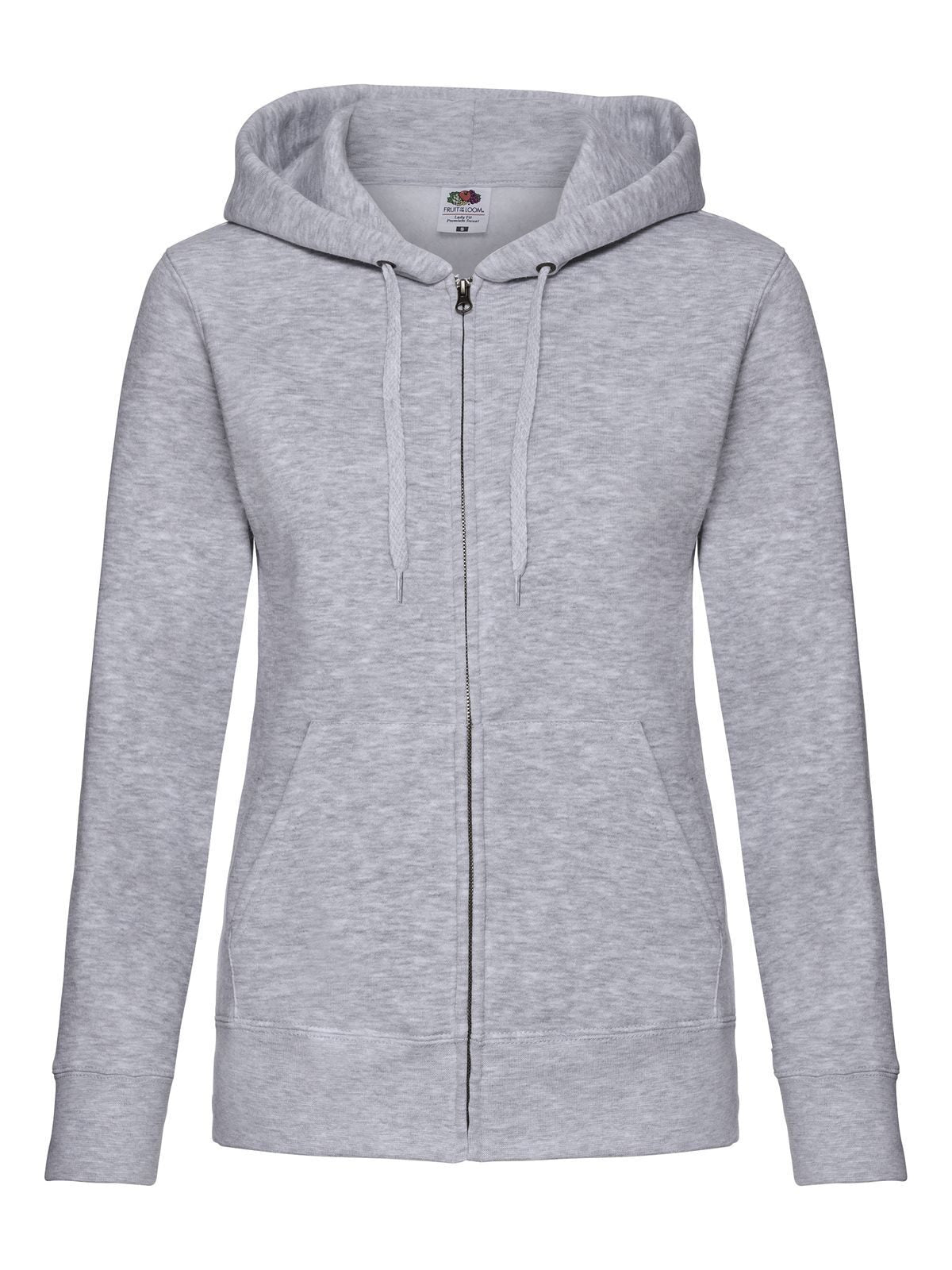 Ladies Premium Hooded Sweat Jacket Fruit of the Loom Heather Grey