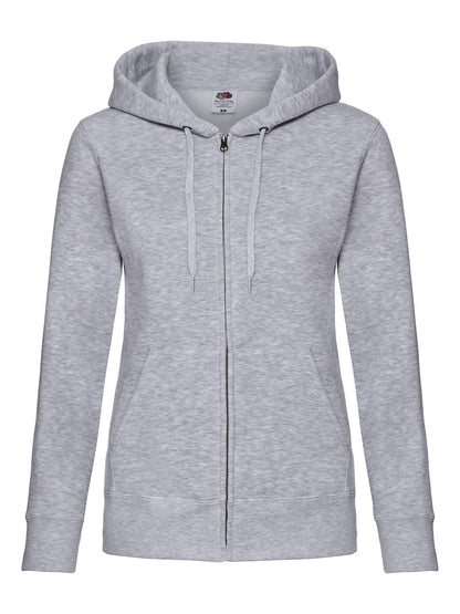 Ladies Premium Hooded Sweat Jacket Fruit of the Loom Heather Grey