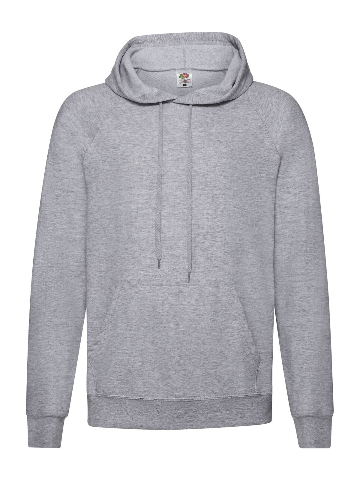 Lightweight Hooded Sweat Fruit of the Loom Heather Grey
