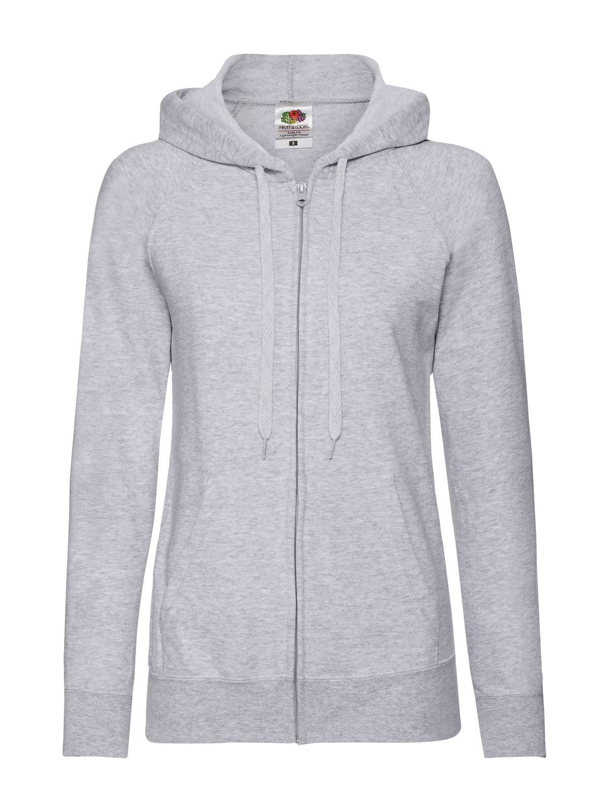 Ladies Lightweight Hooded Sweat Jacket Fruit of the Loom Heather Grey