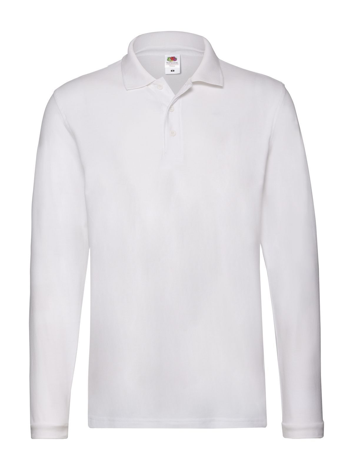 Premium Long Sleeve Polo Fruit of the Loom White