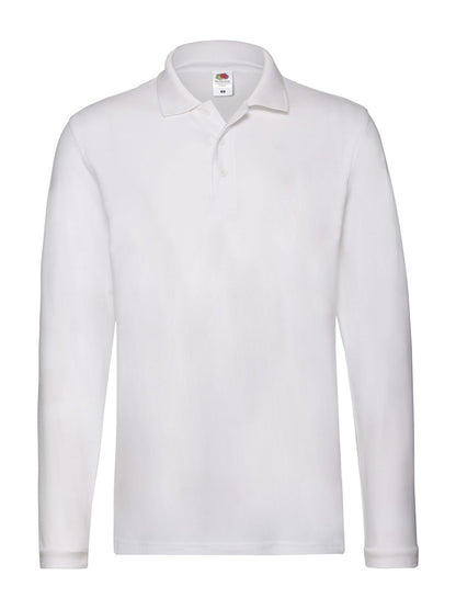Premium Long Sleeve Polo Fruit of the Loom White