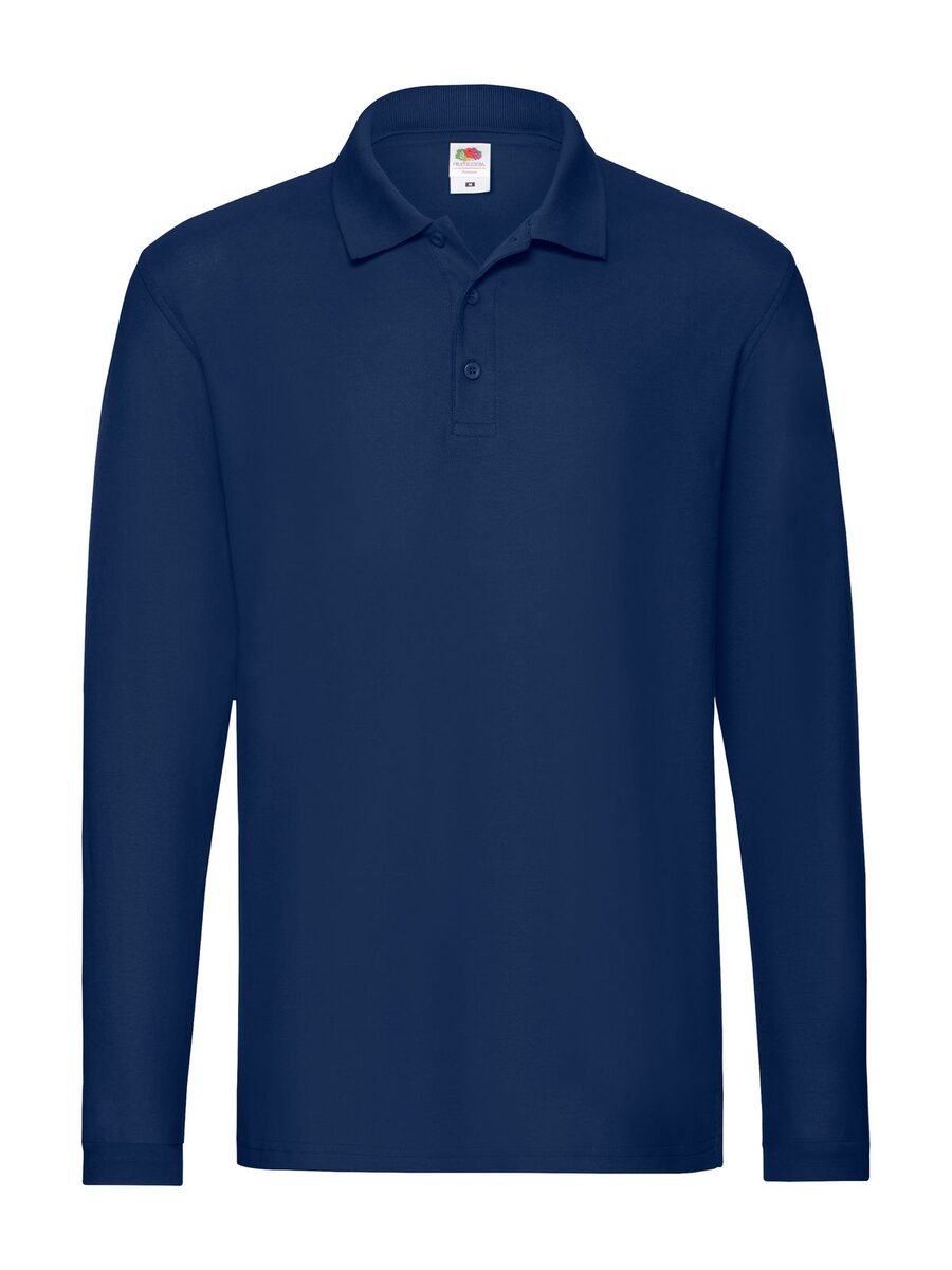 Premium Long Sleeve Polo Fruit of the Loom Navy-Out