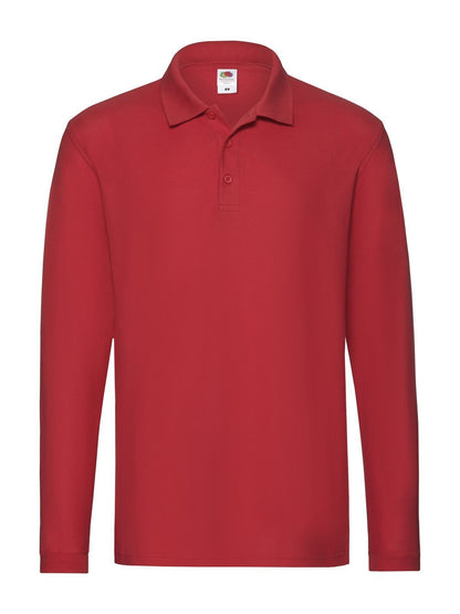 Premium Long Sleeve Polo Fruit of the Loom Red