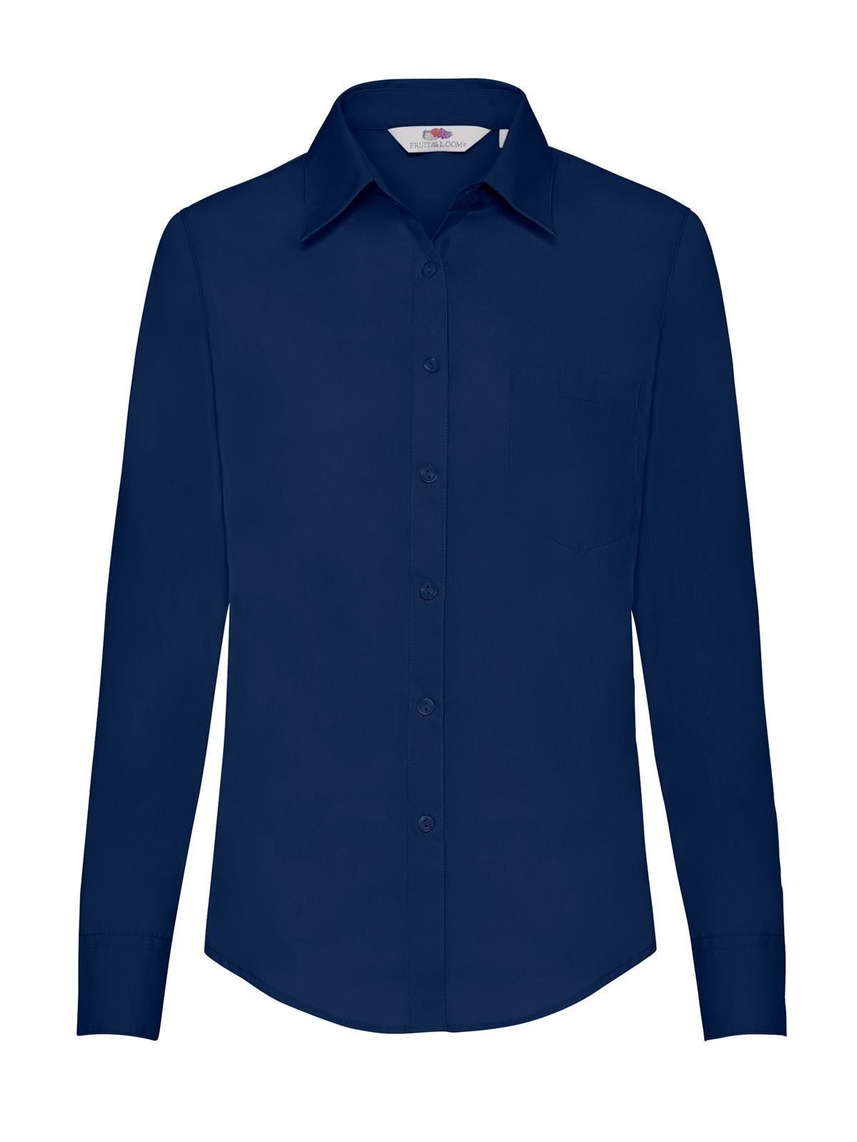 Ladies Poplin Shirt Long Sleeve Fruit of the Loom Navy