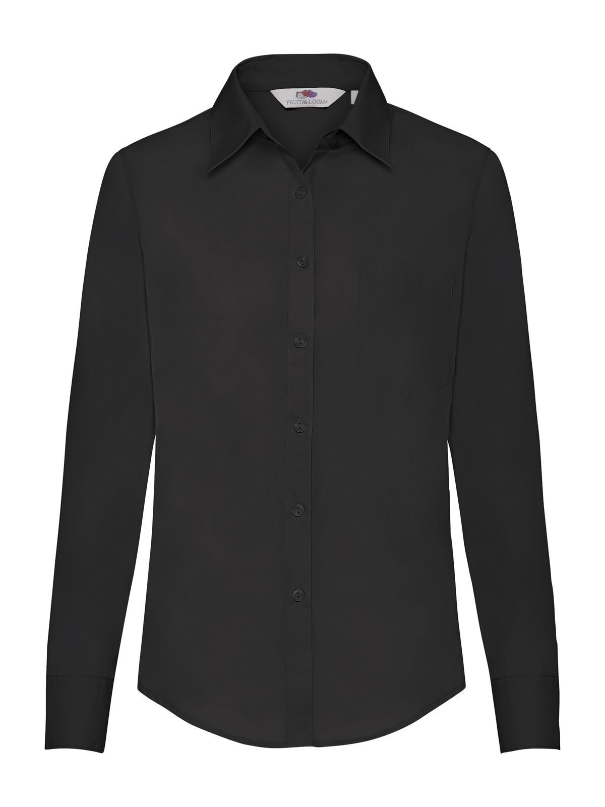 Ladies Poplin Shirt Long Sleeve Fruit of the Loom Black