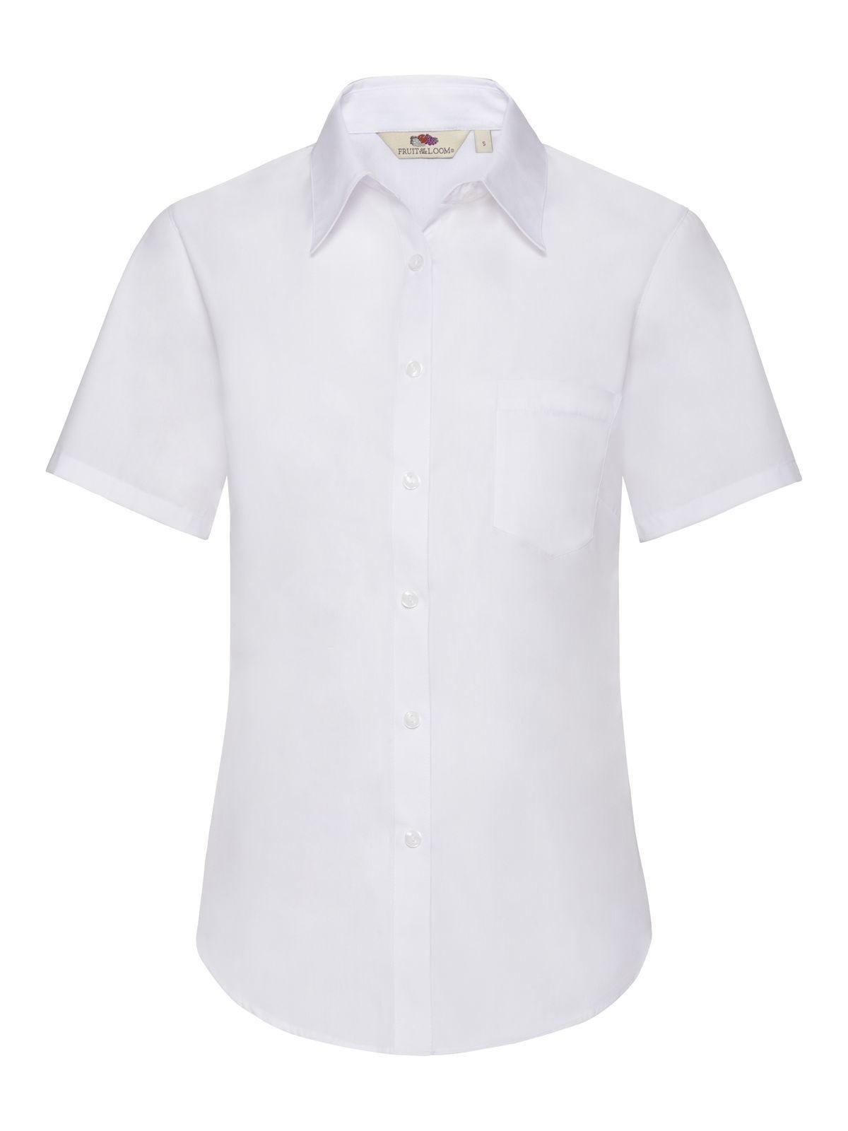 Ladies Poplin Shirt Short Sleeve Fruit of the Loom White