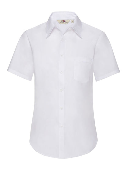 Ladies Poplin Shirt Short Sleeve Fruit of the Loom White