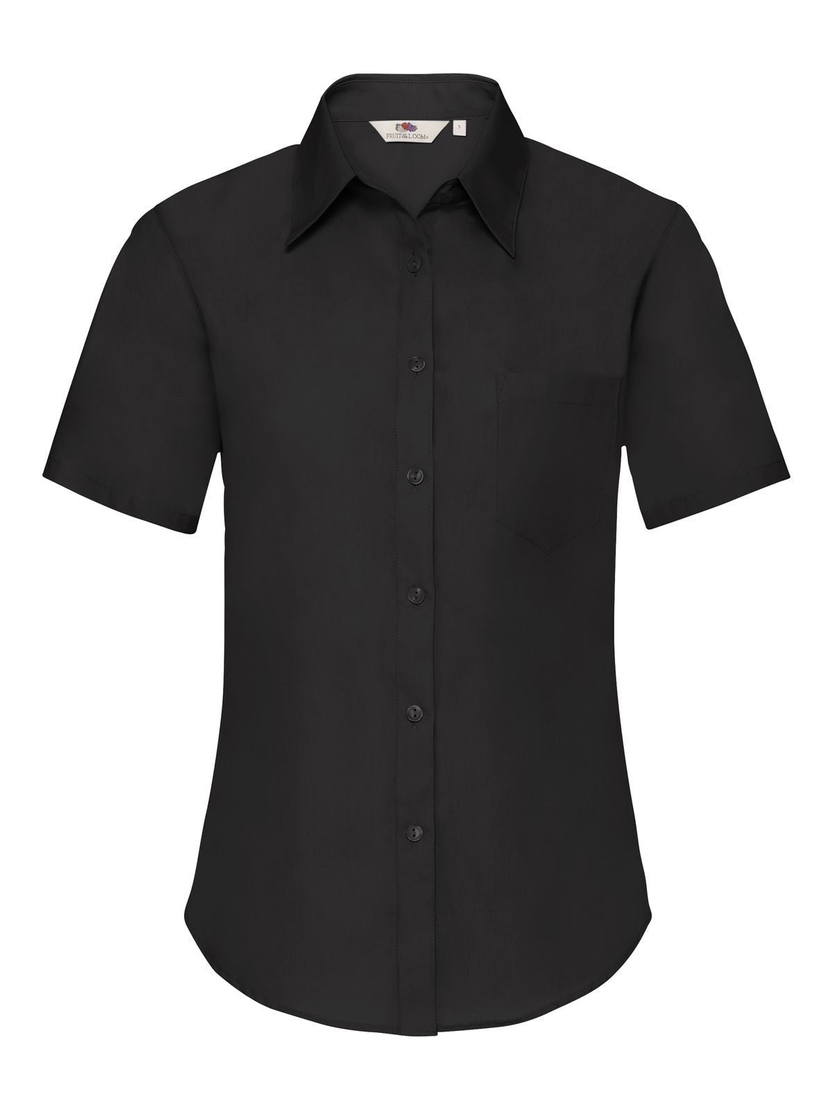 Ladies Poplin Shirt Short Sleeve Fruit of the Loom Black