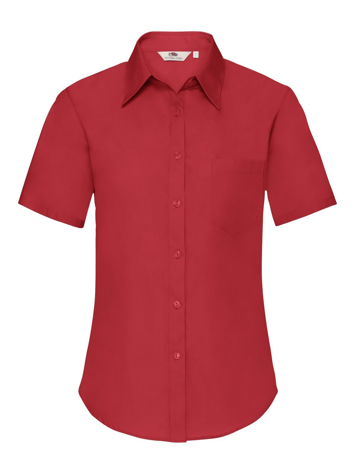 Ladies Poplin Shirt Short Sleeve Fruit of the Loom Red