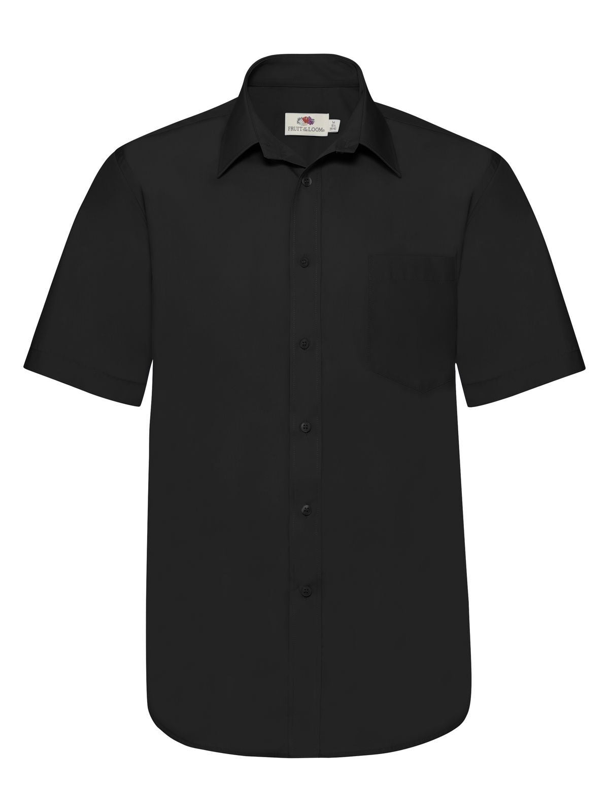 Poplin Shirt Short Sleeve Fruit of the Loom Black