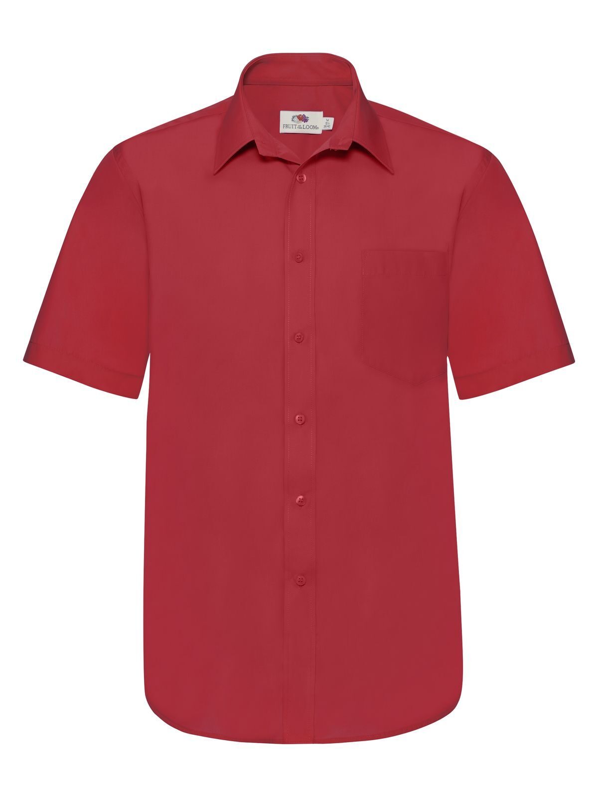 Poplin Shirt Short Sleeve Fruit of the Loom Red