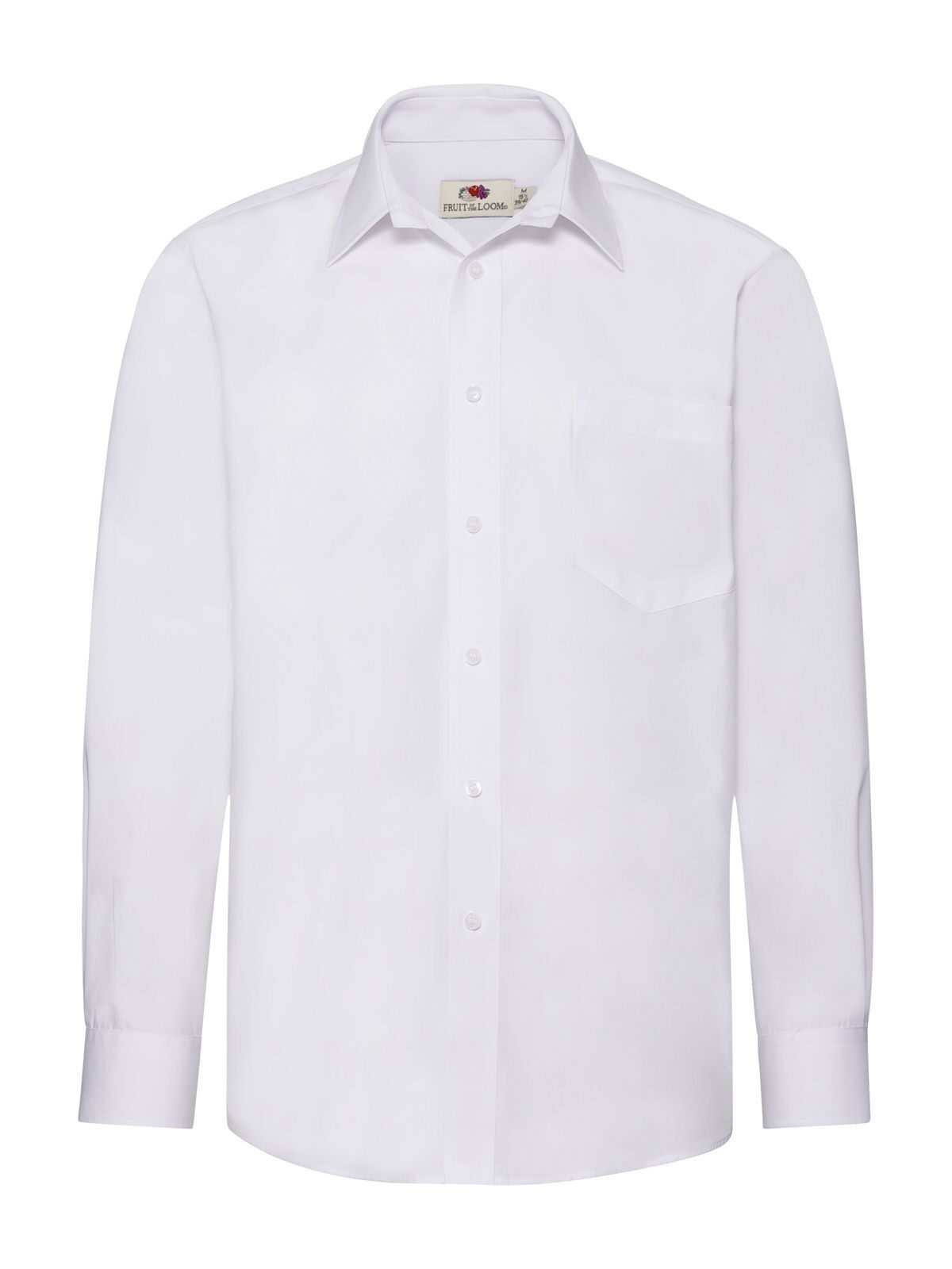 Poplin Shirt Long Sleeve Fruit of the Loom White