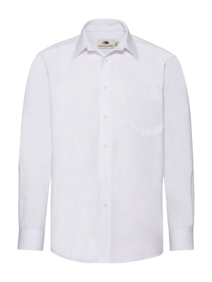 Poplin Shirt Long Sleeve Fruit of the Loom White