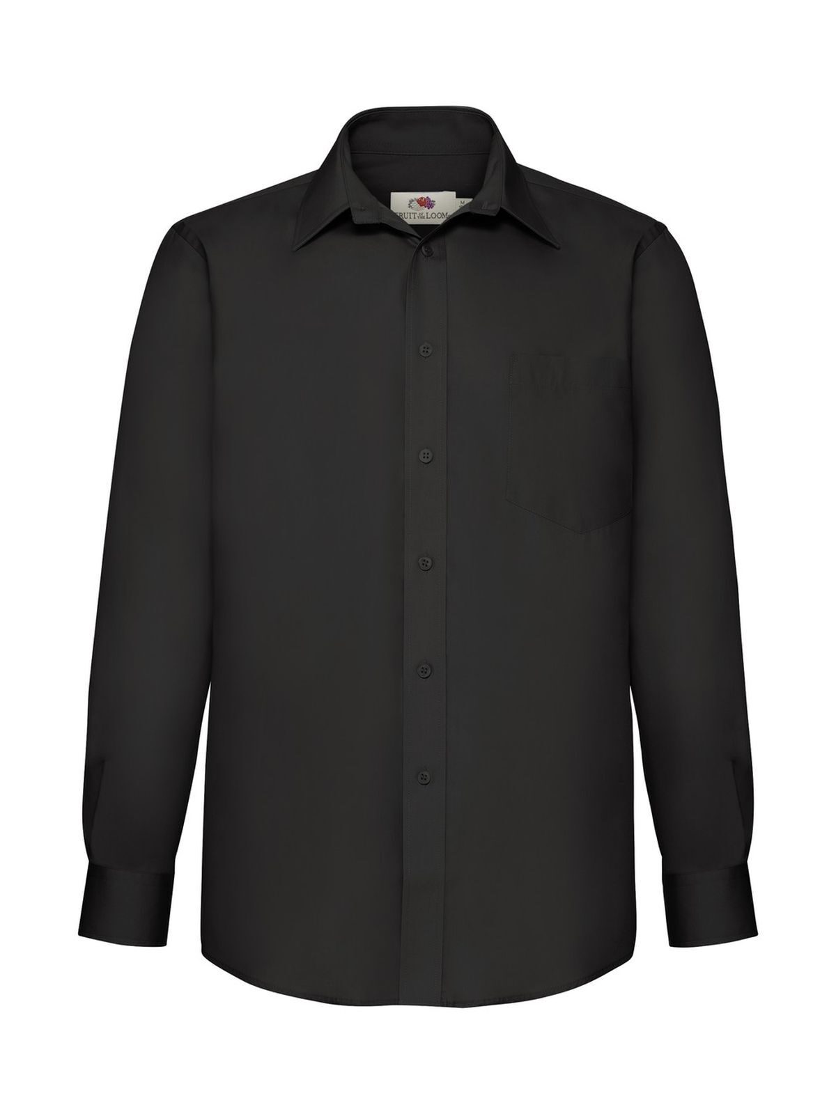 Poplin Shirt Long Sleeve Fruit of the Loom Black