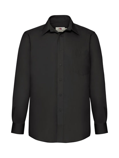 Poplin Shirt Long Sleeve Fruit of the Loom Black