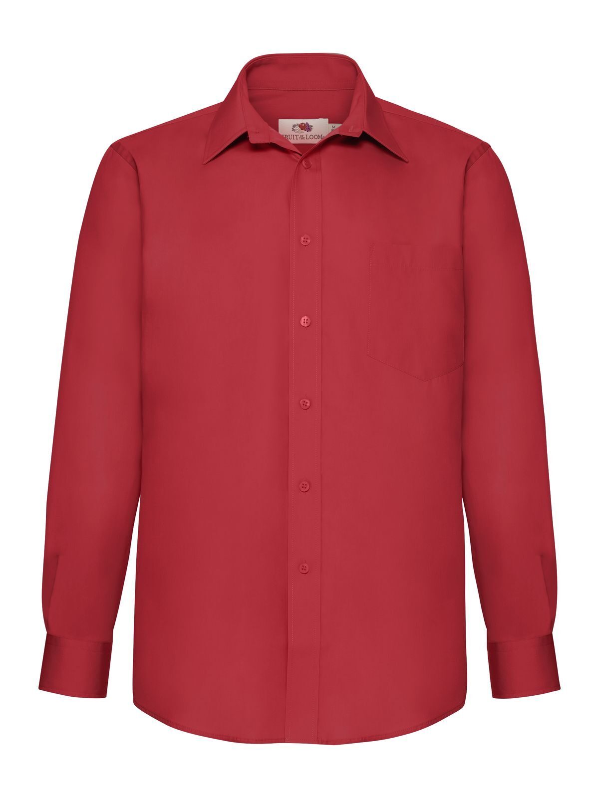 Poplin Shirt Long Sleeve Fruit of the Loom Red