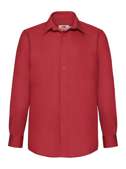Poplin Shirt Long Sleeve Fruit of the Loom Red