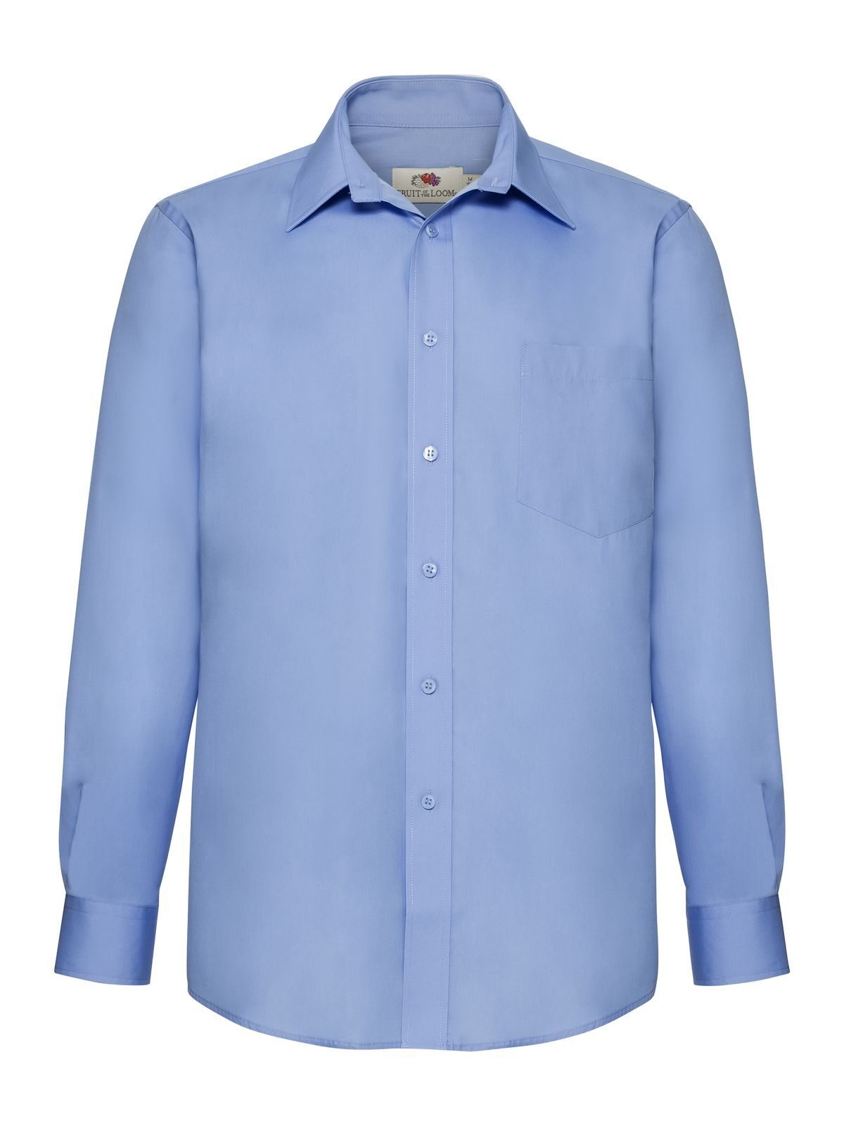 Poplin Shirt Long Sleeve Fruit of the Loom Mid Blue