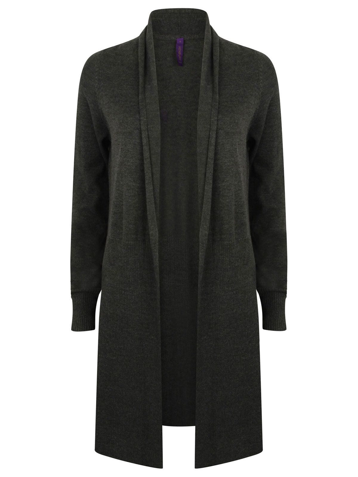 Ladies' Longline Open Cardigan Henbury Grey Marl