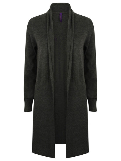 Ladies' Longline Open Cardigan Henbury Grey Marl