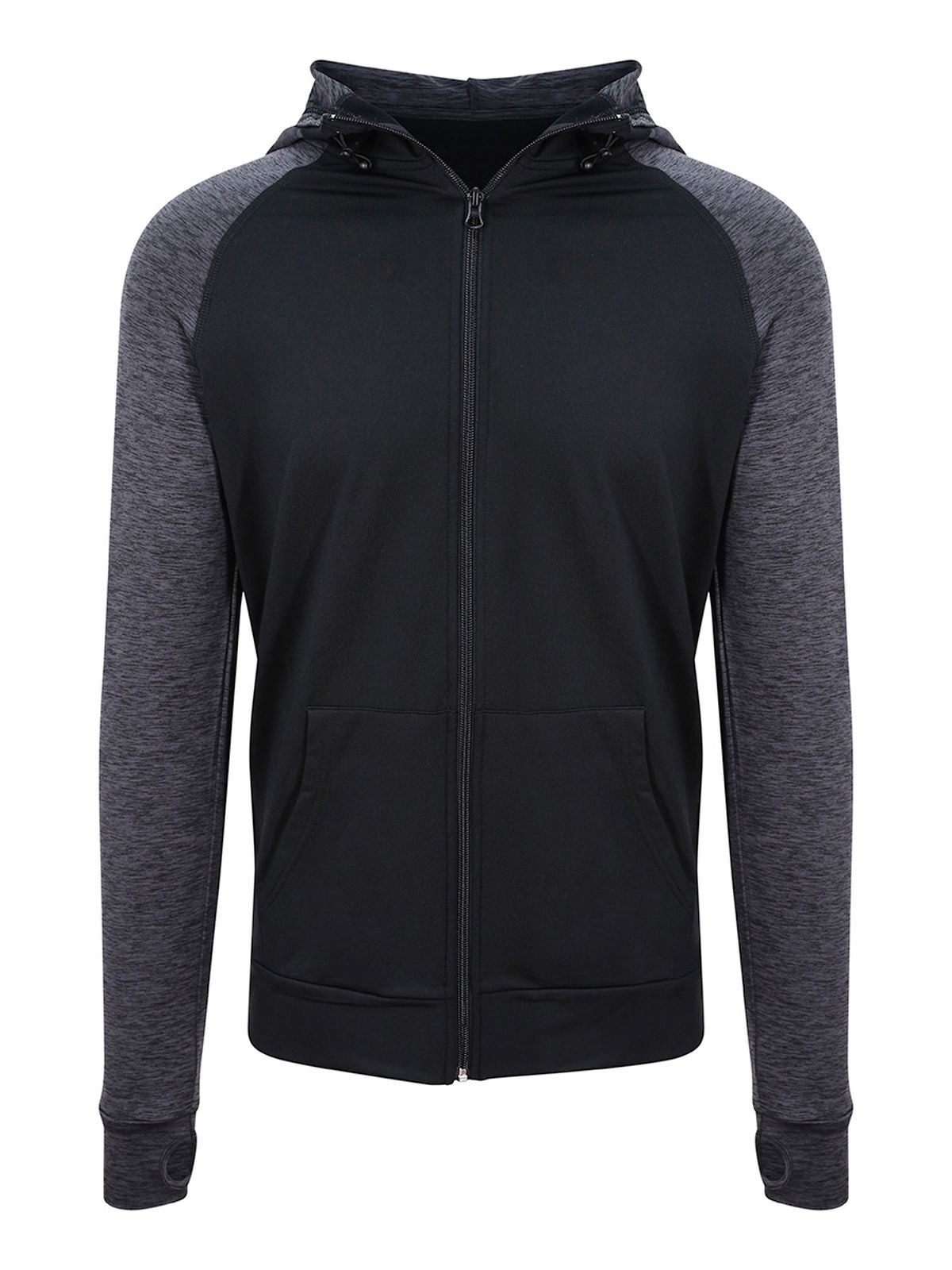 Men's Cool Contrast Zoodie Just Cool by AWDis Black/Black Slate Melange