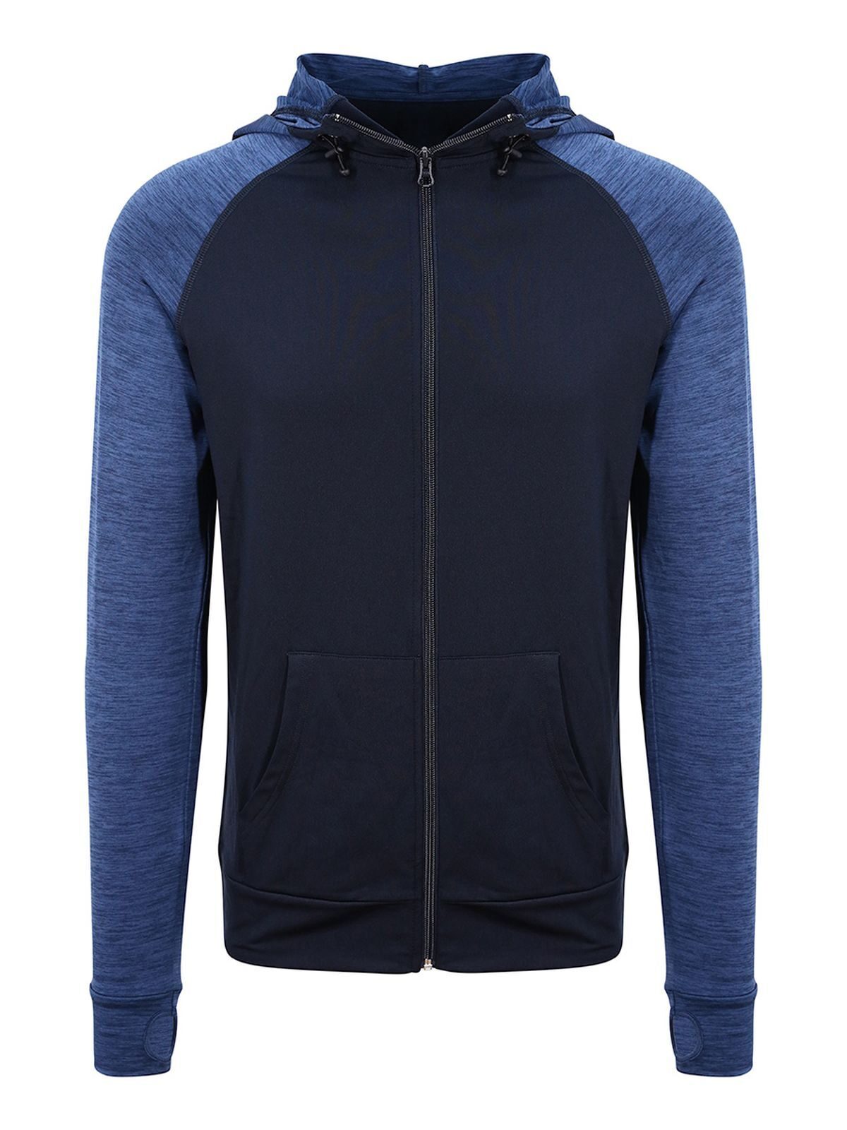 Men's Cool Contrast Zoodie Just Cool by AWDis Navy/Navy Melange
