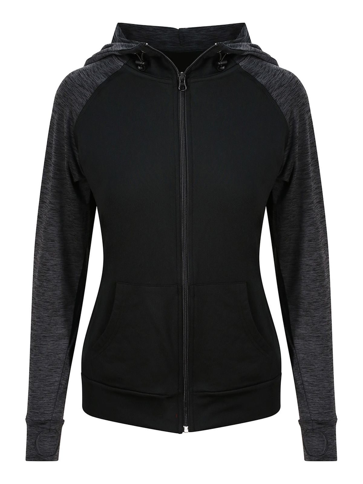 Girlie Cool Contrast Zoodie Just Cool by AWDis Black/Black Slate Melange